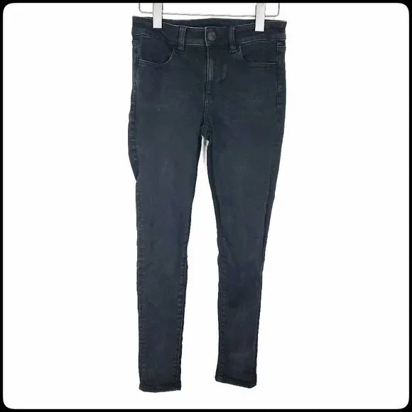 AMERICAN EAGLE Ne(x)t Level Stretch Black Taper Blackout Skinny Jegging Size: 4R - Picture 1 of 5